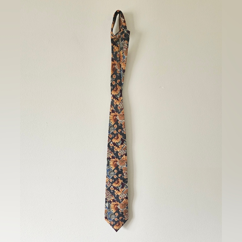 Vintage sunflower mens tie